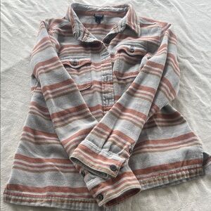 Patagonia Organic Cotton Striped Shirt - Orange and Gray